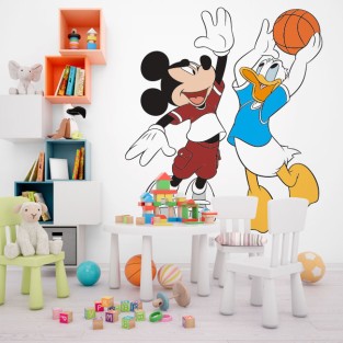 Vinilos mickey mouse y pato donald baloncesto Vinilos mickey mouse y pato donald baloncesto